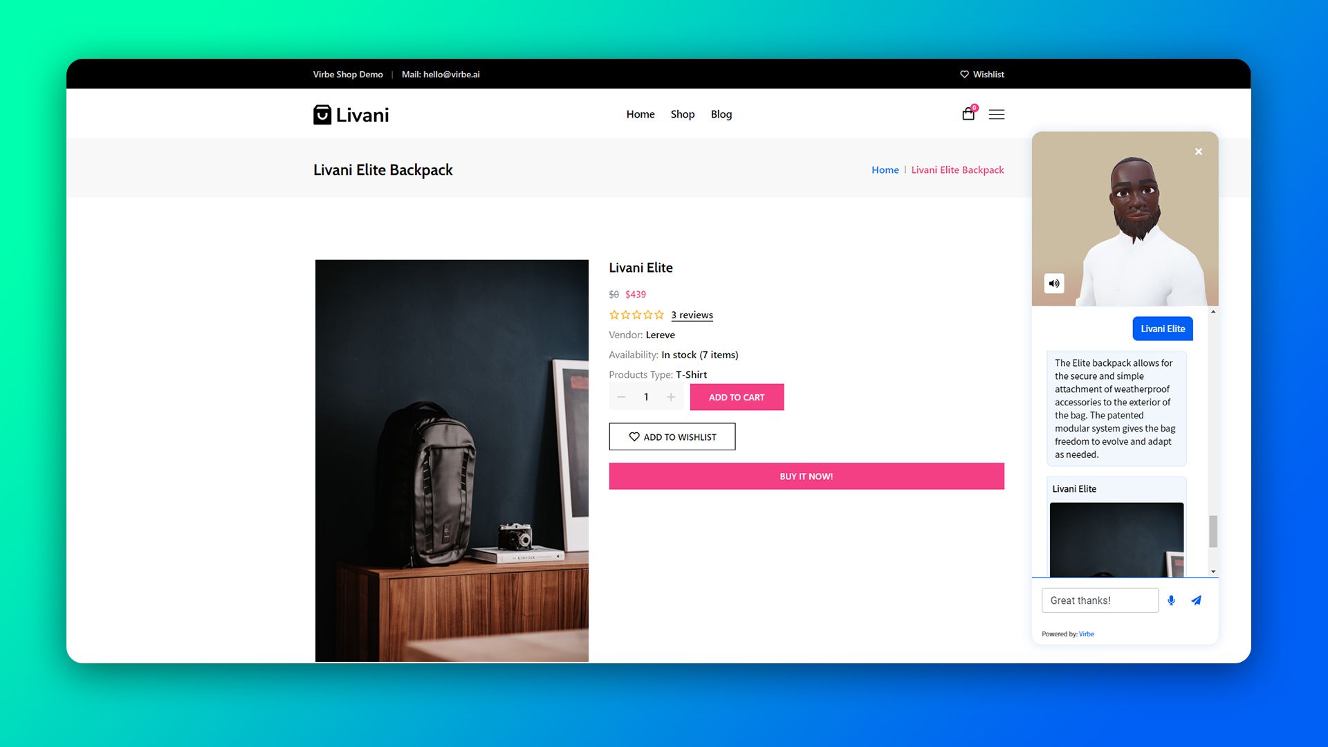 Virtual beings on our demo shop. Check it out by clicking here.