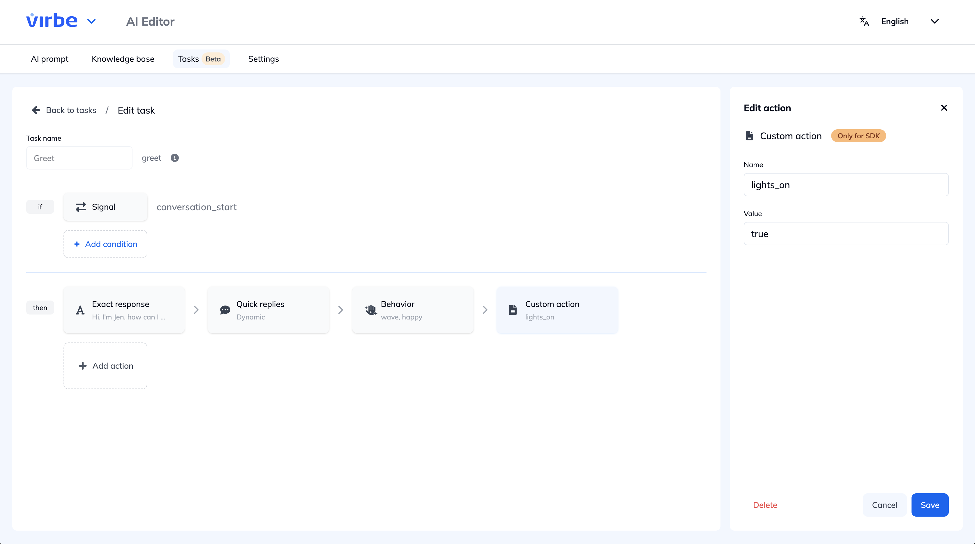 Add action – Custom